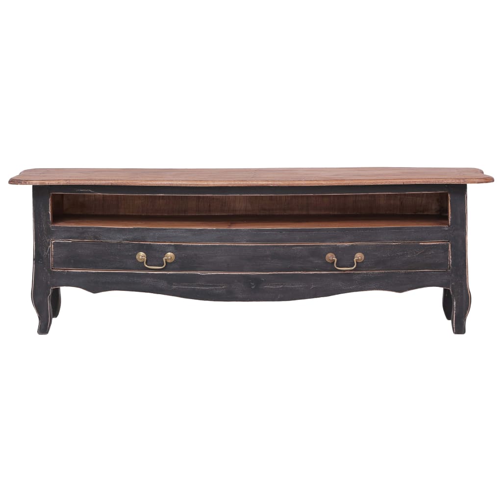 Mobile Porta TV 120x30x40 cm Nero Legno Massello di Mogano