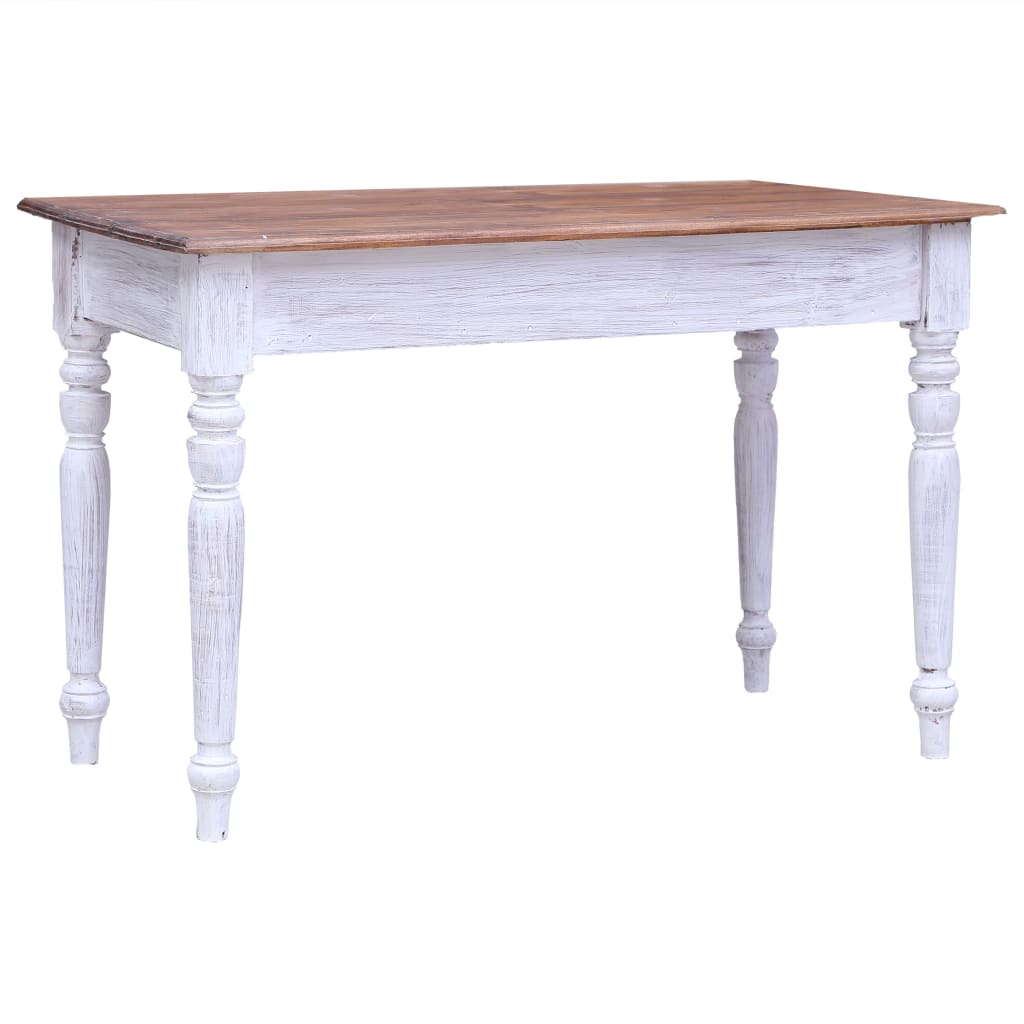 Scrivania con Cassetti Bianca 117x57x75 cm Massello di Mogano