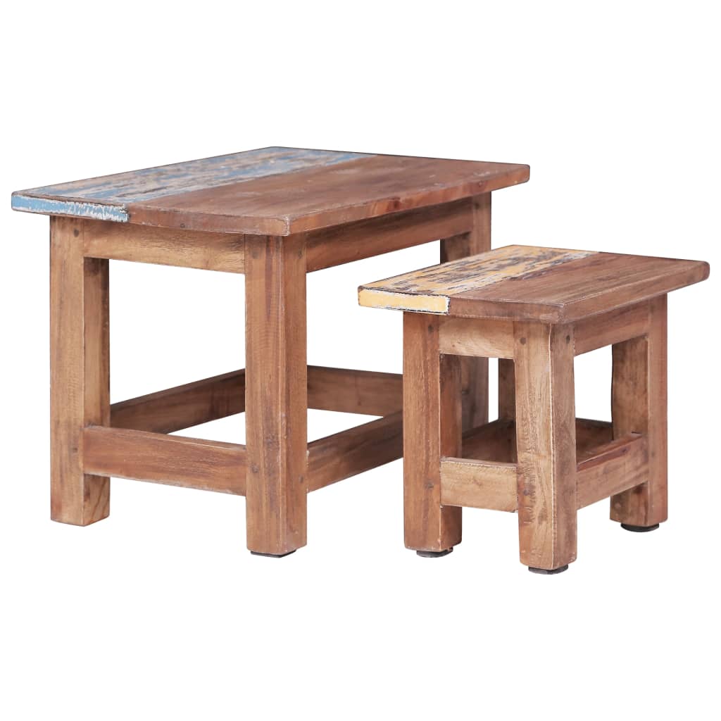 Tavolini Impilabili 2 pz in Legno Massello di Mogano