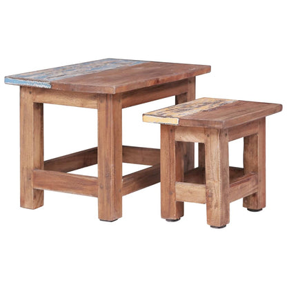 Tavolini Impilabili 2 pz in Legno Massello di Mogano