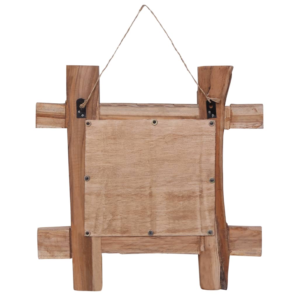 Specchio con Tronchi Naturale 50x50 cm in Teak di Recupero
