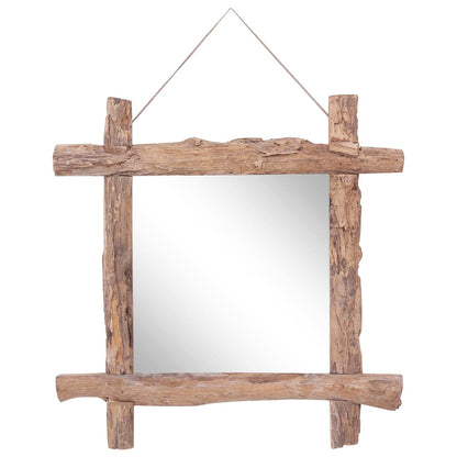 Specchio con Tronchi Naturale 70x70 cm in Teak di Recupero