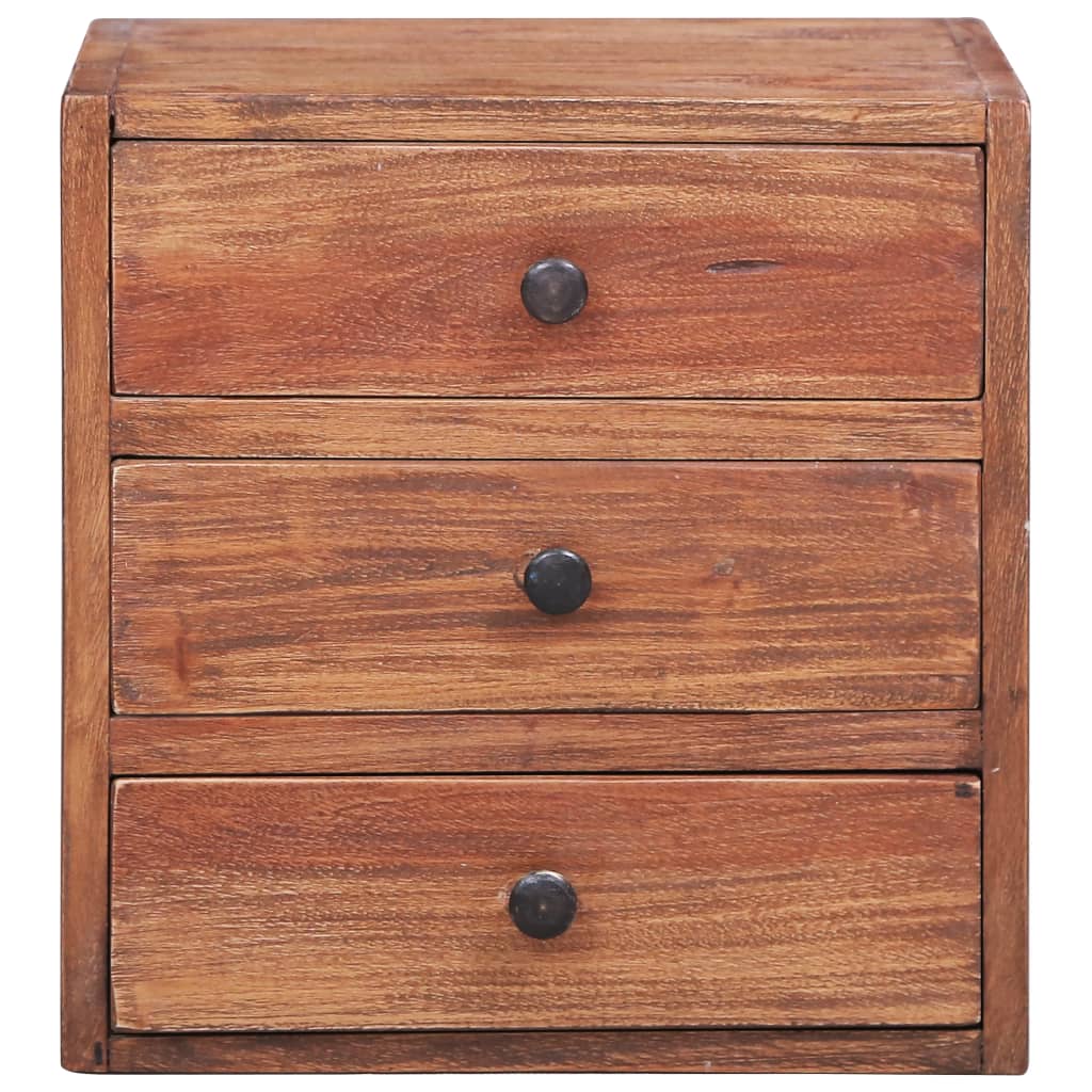 Comodino con 3 Cassetti 35x25x35 cm Legno Massello di Mogano