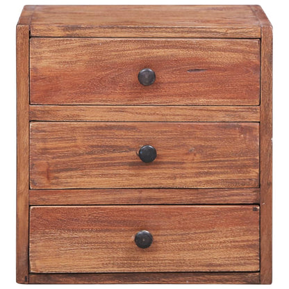 Comodino con 3 Cassetti 35x25x35 cm Legno Massello di Mogano