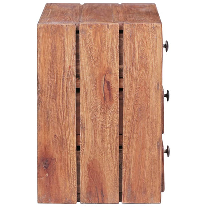Comodino con 3 Cassetti 35x25x35 cm Legno Massello di Mogano