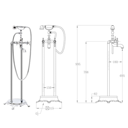 Rubinetteria a Colonna per Vasca Acciaio Inox 99,5 cm Argento