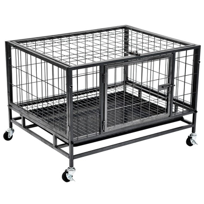 Gabbia per Cani Robusta con Ruote in Acciaio 82x66x56 cm