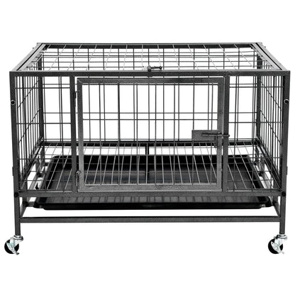 Gabbia per Cani Robusta con Ruote in Acciaio 82x66x56 cm