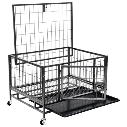 Gabbia per Cani Robusta con Ruote in Acciaio 82x66x56 cm
