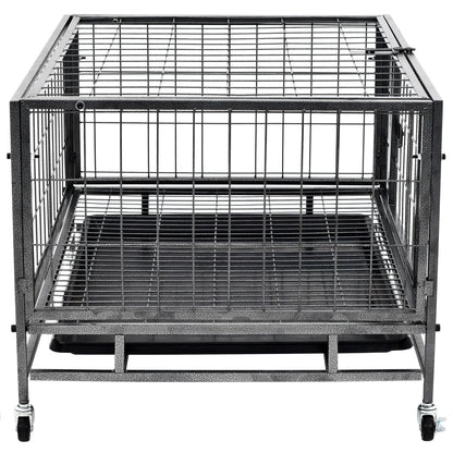 Gabbia per Cani Robusta con Ruote in Acciaio 82x66x56 cm
