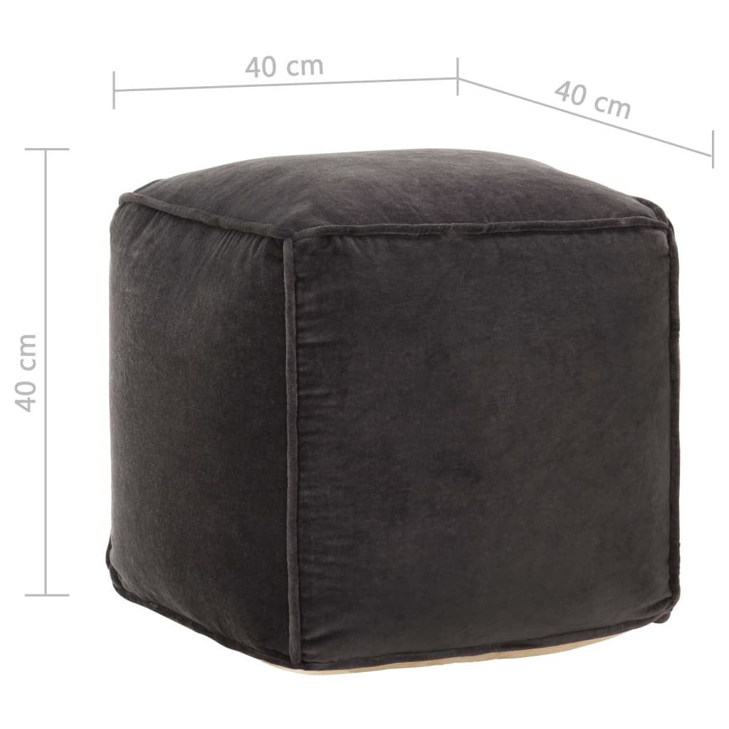 Pouf in Velluto di Cotone 40x40x40 cm Antracite