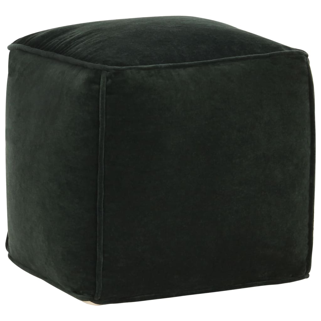 Pouf in Velluto di Cotone 40x40x40 cm Verde Foresta