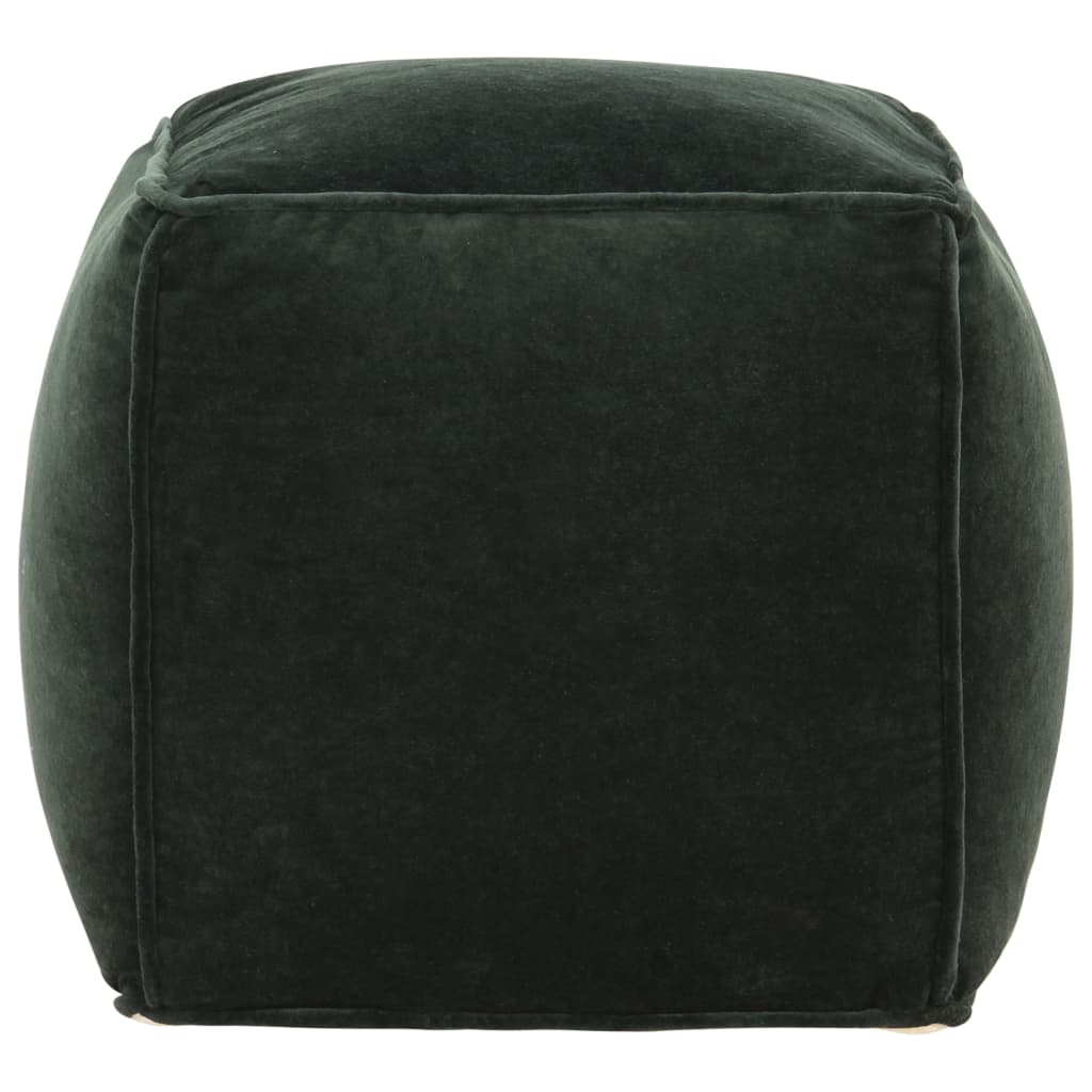 Pouf in Velluto di Cotone 40x40x40 cm Verde Foresta