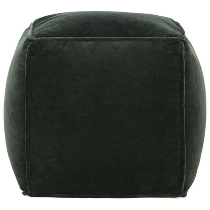 Pouf in Velluto di Cotone 40x40x40 cm Verde Foresta