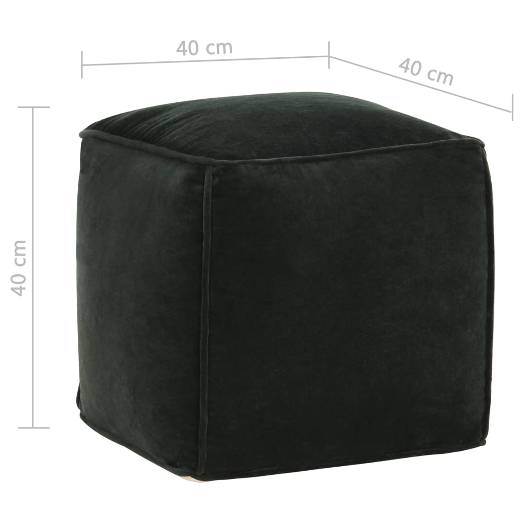 Pouf in Velluto di Cotone 40x40x40 cm Verde Foresta