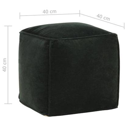 Pouf in Velluto di Cotone 40x40x40 cm Verde Foresta
