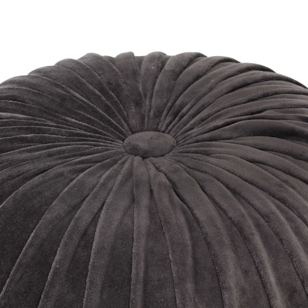 Pouf in Velluto di Cotone Design Fumé 40x30 cm Antracite