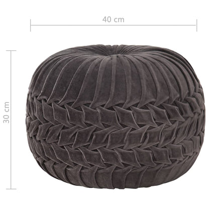 Pouf in Velluto di Cotone Design Fumé 40x30 cm Antracite