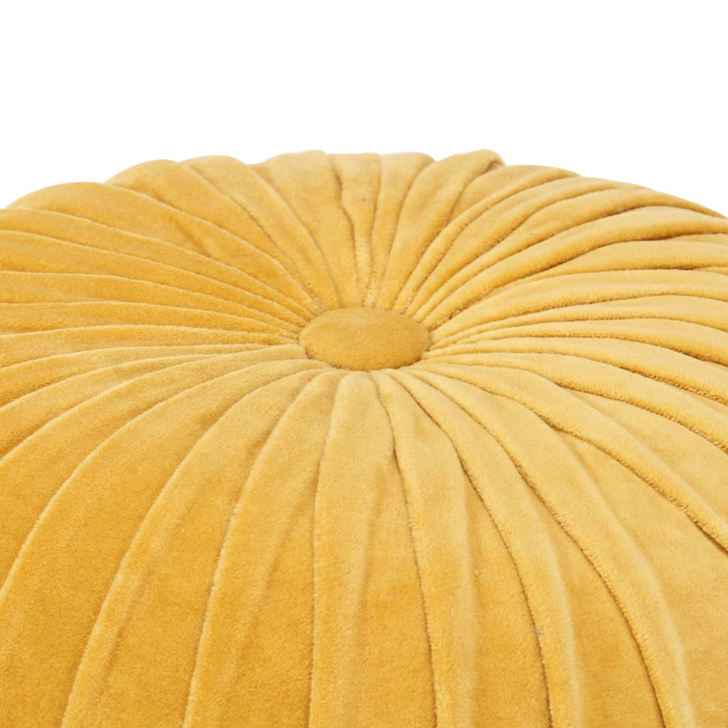 Pouf in Velluto di Cotone Design Fumé 40x30 cm Giallo