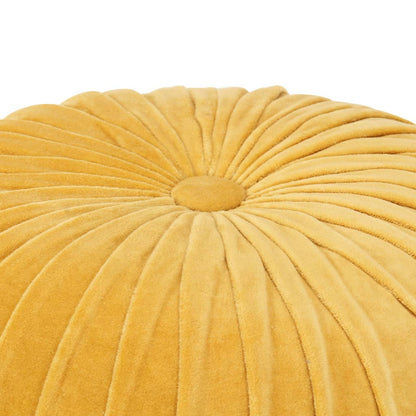 Pouf in Velluto di Cotone Design Fumé 40x30 cm Giallo