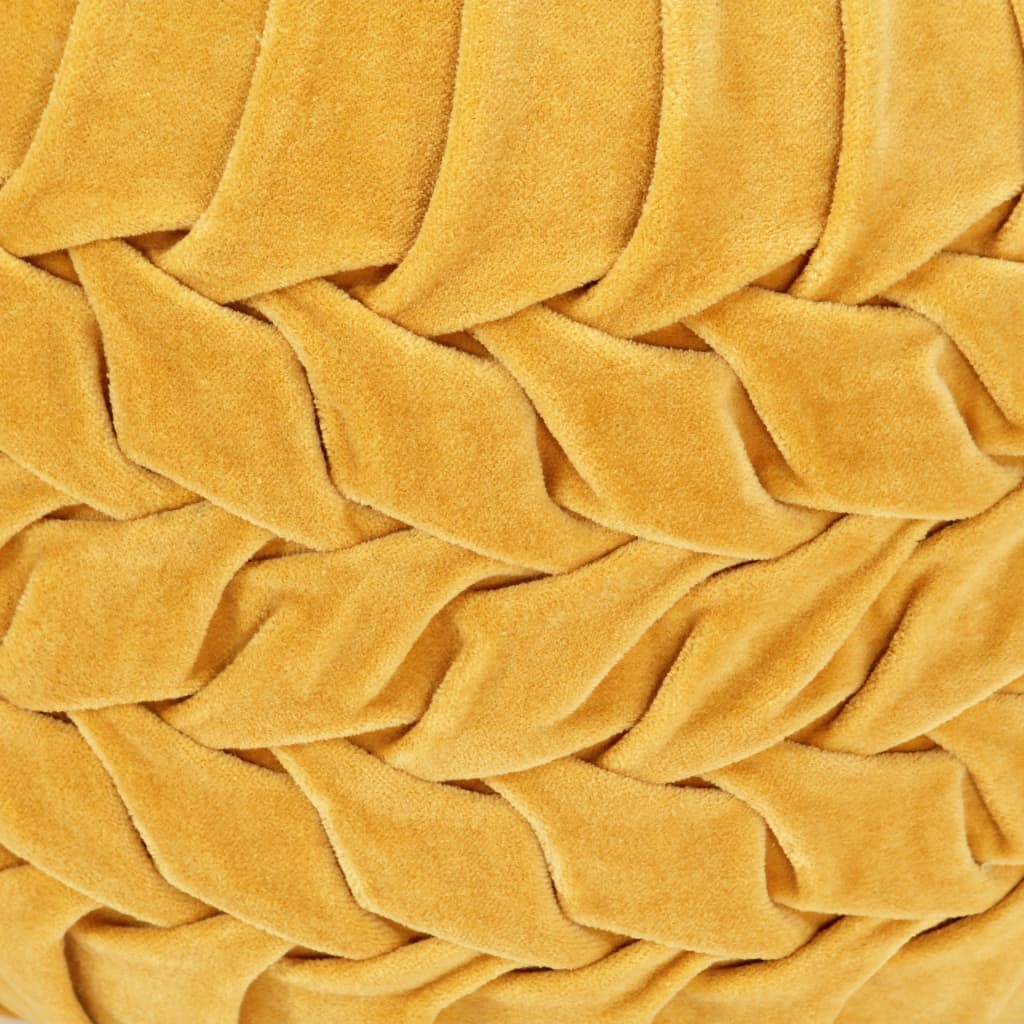 Pouf in Velluto di Cotone Design Fumé 40x30 cm Giallo