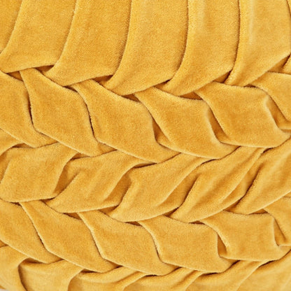 Pouf in Velluto di Cotone Design Fumé 40x30 cm Giallo