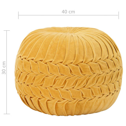 Pouf in Velluto di Cotone Design Fumé 40x30 cm Giallo