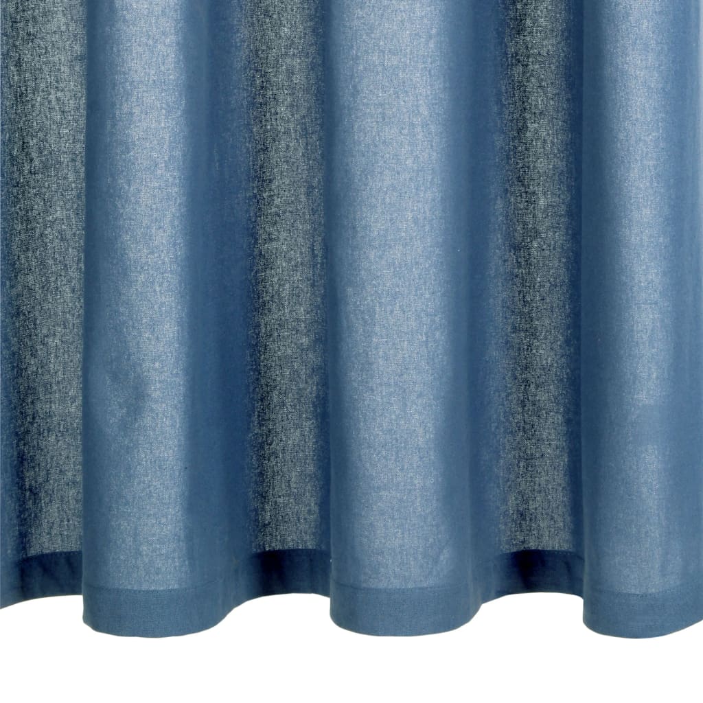 Tende con Anelli in Metallo 2 pz in Cotone 140x225 cm Blu
