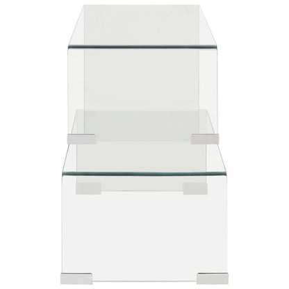Set Tavolini Salotto 2 pz 90x30x20/110x30x40cm Vetro Temperato