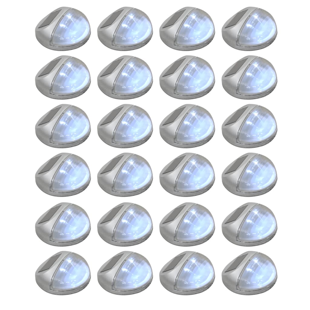 Lampade Solari da Parete da Esterno a LED 24 pz Rotonde Argento