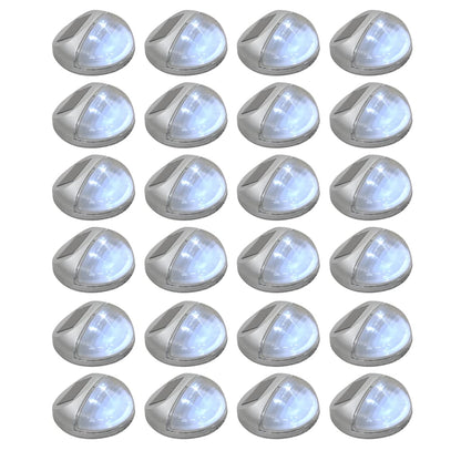 Lampade Solari da Parete da Esterno a LED 24 pz Rotonde Argento