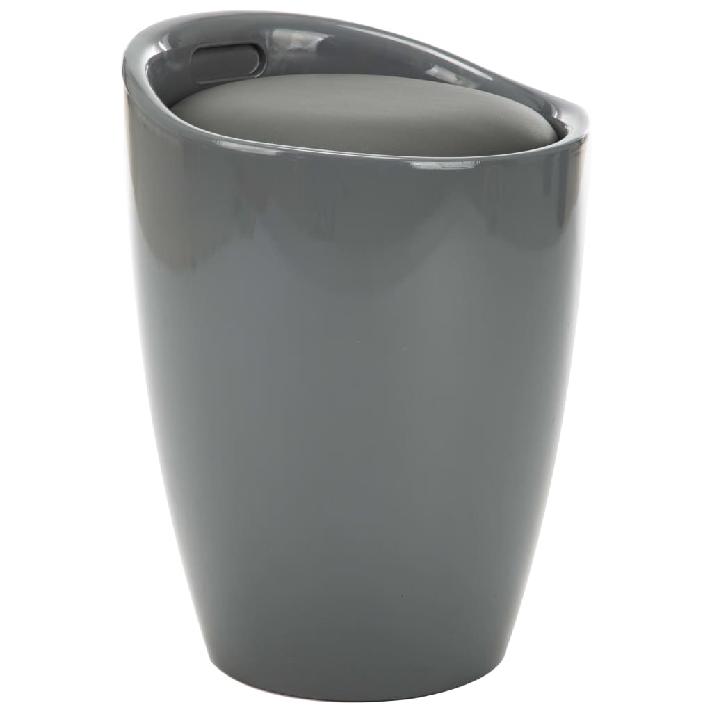 Sgabello con Contenitore Grigio in Similpelle