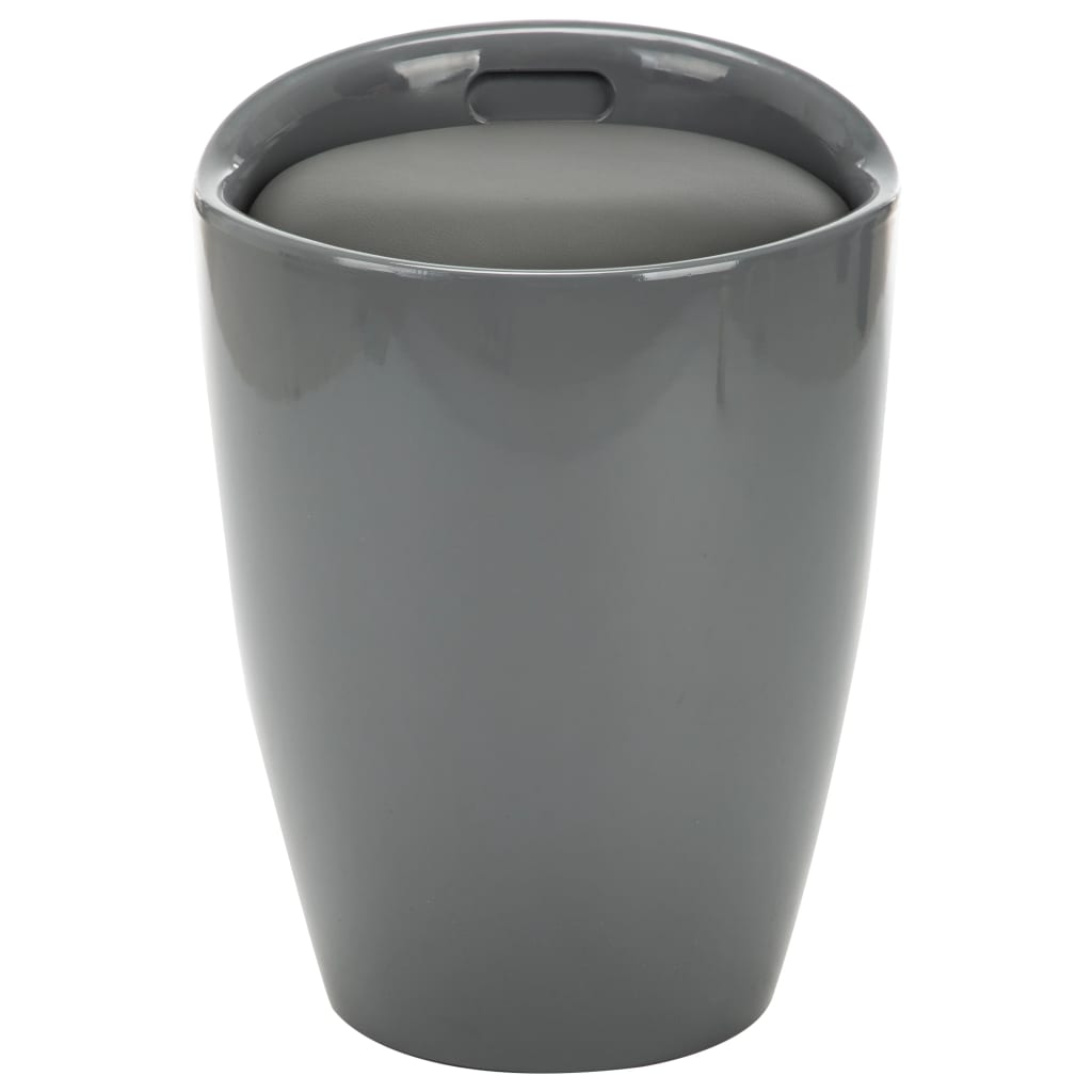 Sgabello con Contenitore Grigio in Similpelle
