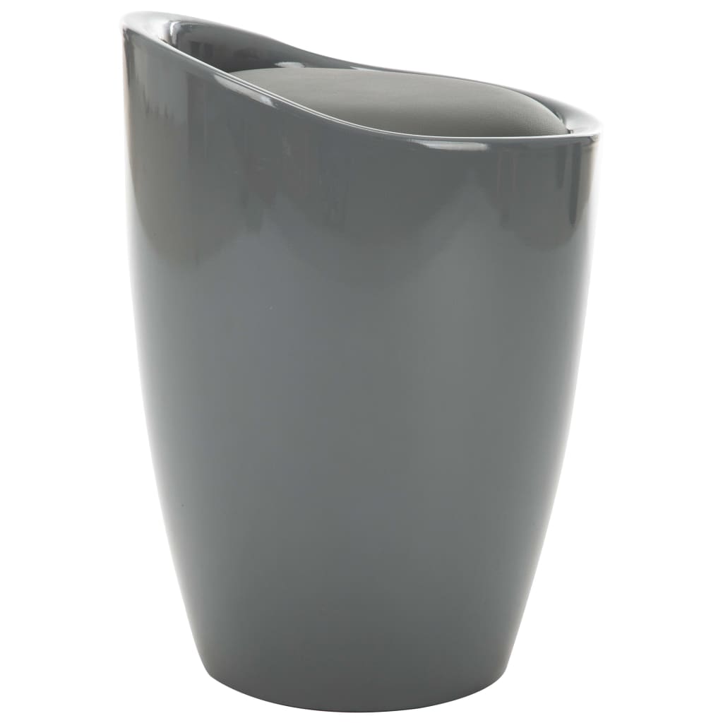 Sgabello con Contenitore Grigio in Similpelle