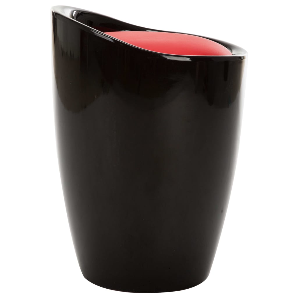 Sgabello con Contenitore Nero e Rosso in Similpelle