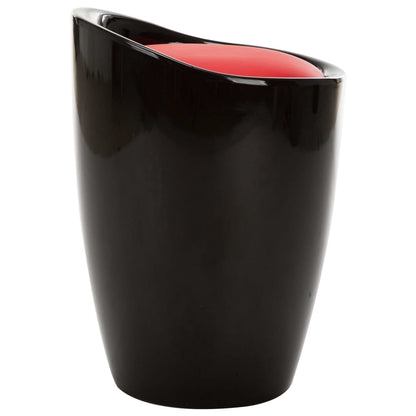 Sgabello con Contenitore Nero e Rosso in Similpelle