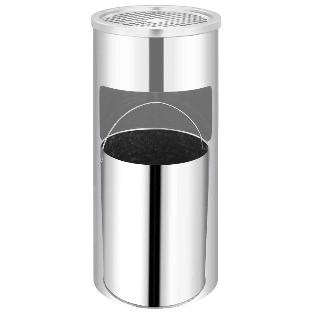Pattumiera con Posacenere da Parete Acciaio Inox 26 L