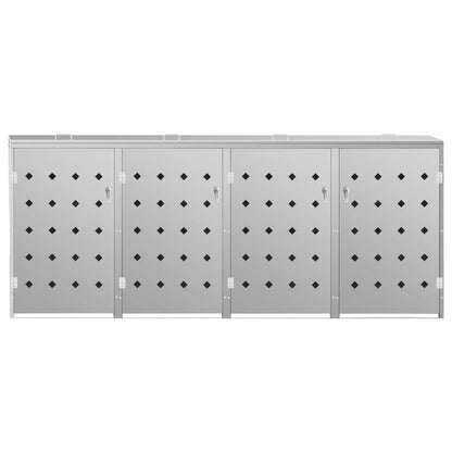 Copribidone per Spazzatura Quadruplo 240 L in Acciaio Inox