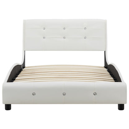 Letto con Materasso Memory Foam Bianco in Similpelle 90x200 cm