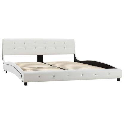 Letto con Materasso Bianco in Similpelle 160x200 cm