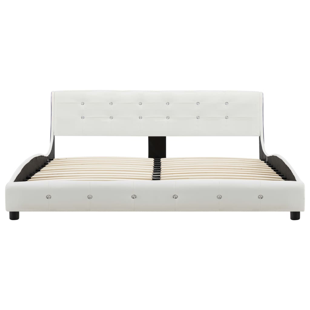 Letto con Materasso Bianco in Similpelle 160x200 cm