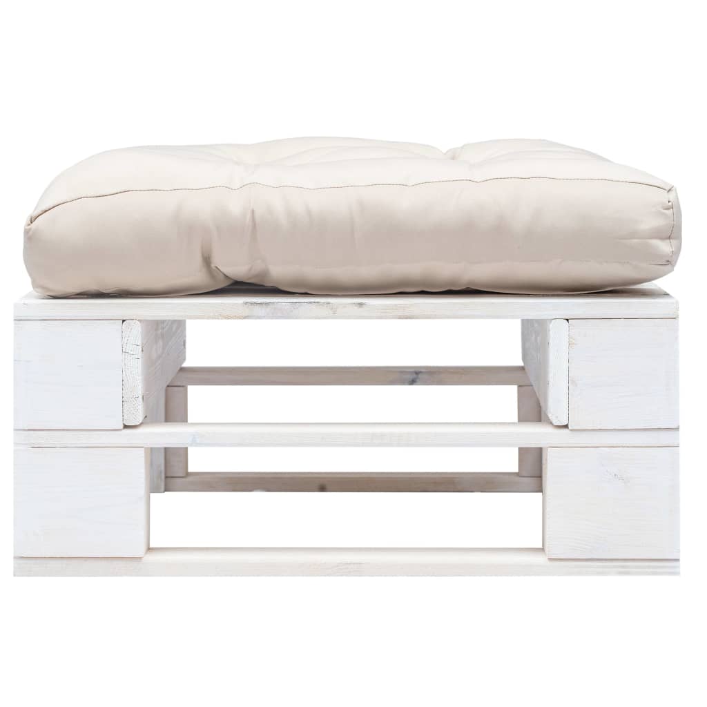 Ottomana Pallet da Giardino con Cuscino Bianco Sabbia in Legno