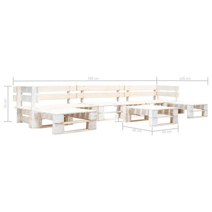 Set Divani da Giardino su Pallet 6 pz in Legno Bianco