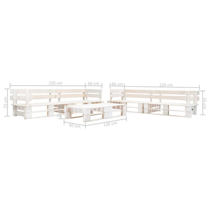 Set Divani da Giardino su Pallet 6 pz in Legno Bianco