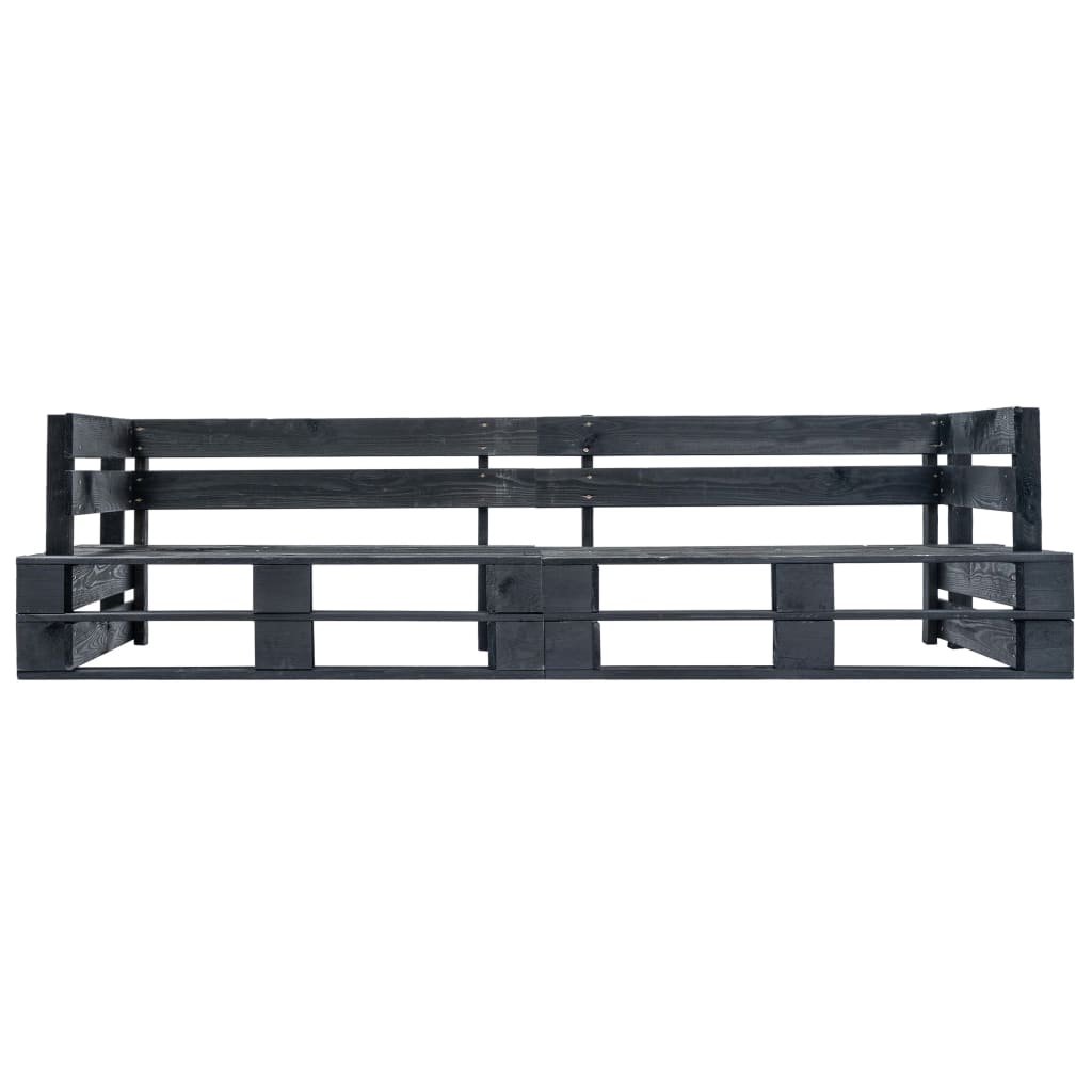 Divano da Giardino a 2 Posti su Pallet Nero in Legno
