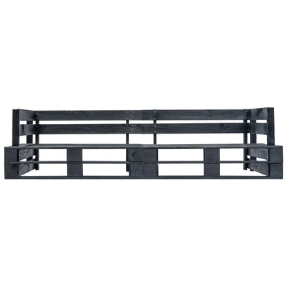 Divano da Giardino a 2 Posti su Pallet Nero in Legno