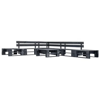 Divani da Giardino su Pallet 6 pz Neri in Legno