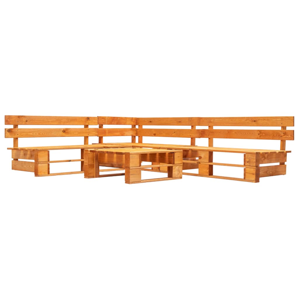 Set Divani da Giardino su Pallet 4 pz Marrone ambra in Legno