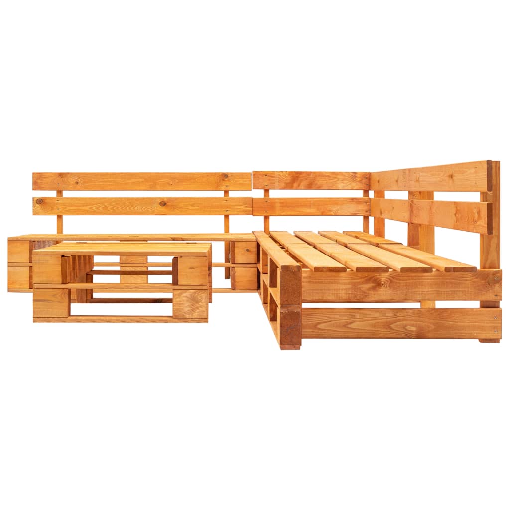 Set Divani da Giardino su Pallet 4 pz Marrone ambra in Legno