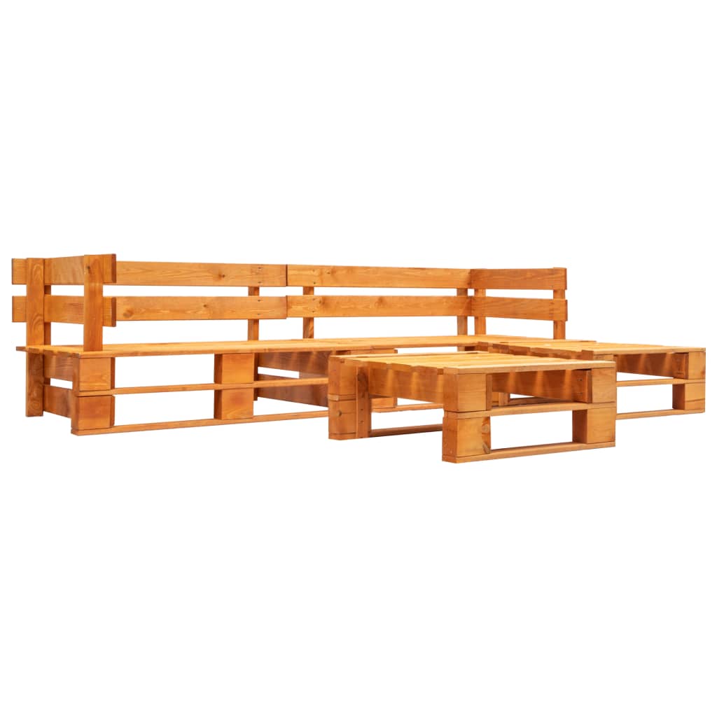Set Divani da Giardino su Pallet 4 pz Marrone ambra in Legno